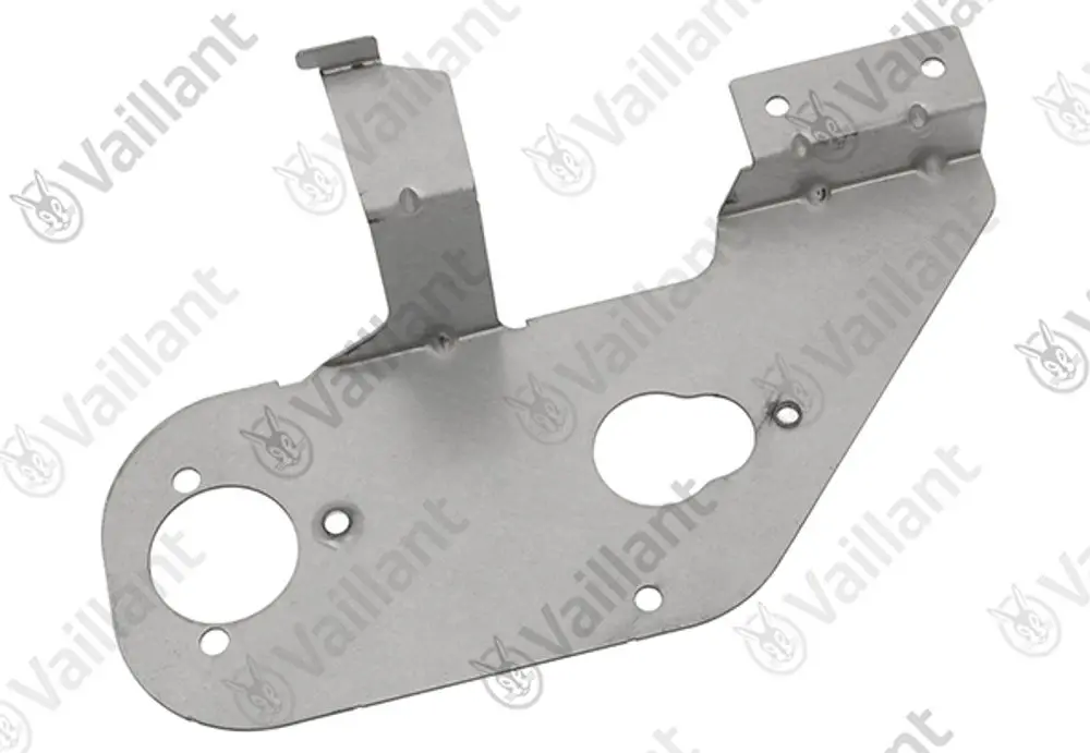 Vaillant Halter für eine Heizungspumpe, aus Metall, mit mehreren Öffnungen und einer Halterung; zeigt verschiedene Montagepunkte.